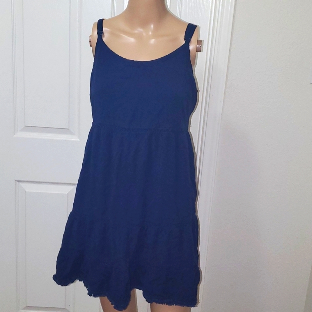 Torrid 1x tiered swing dress fringe hem adjustable spaghetti straps
